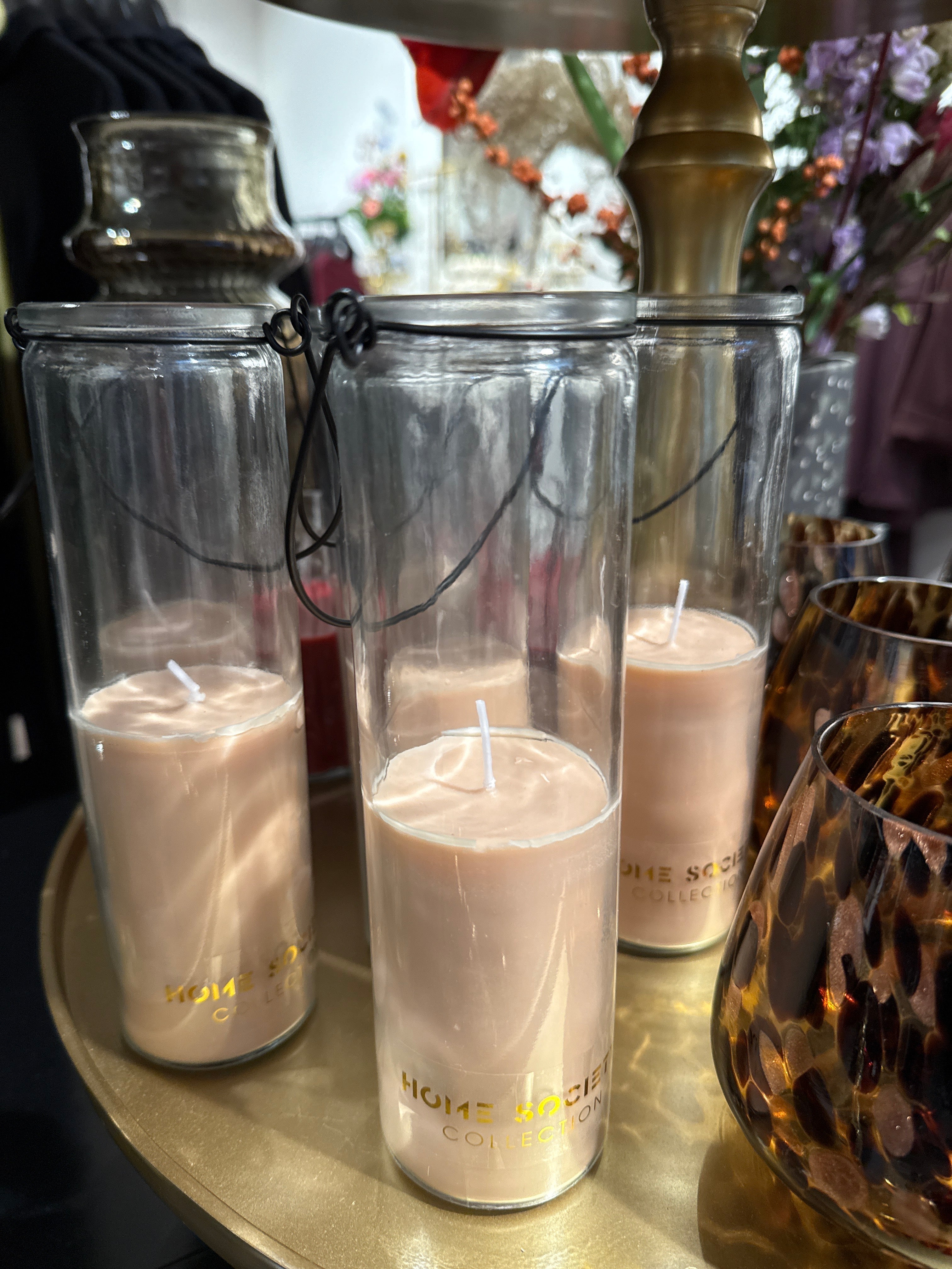 Tube kaars glas taupe Cavaleiro