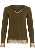 Cream Alvaia kant t-shirt