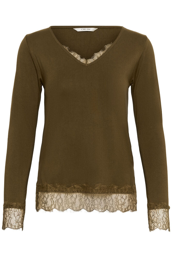 Cream Alvaia kant t-shirt