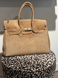 Suede handtas groot