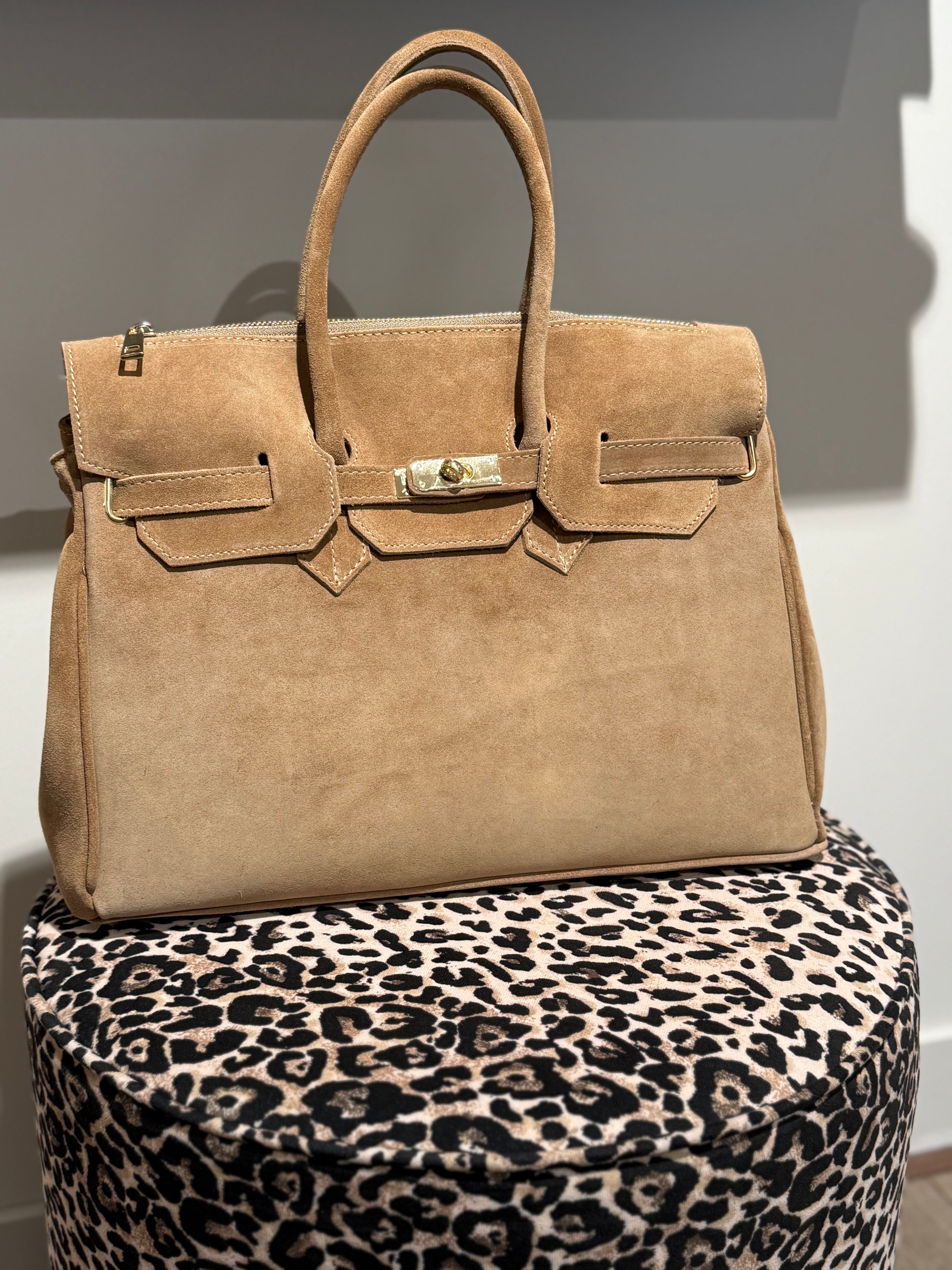 Suede handtas groot