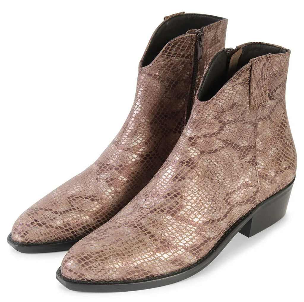Enkellaars Slangenprint Taupe Cavaleiro