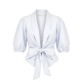 Witte blouse met strik & pofmouw