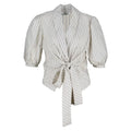 Gestreepte blouse met strik & pofmouw